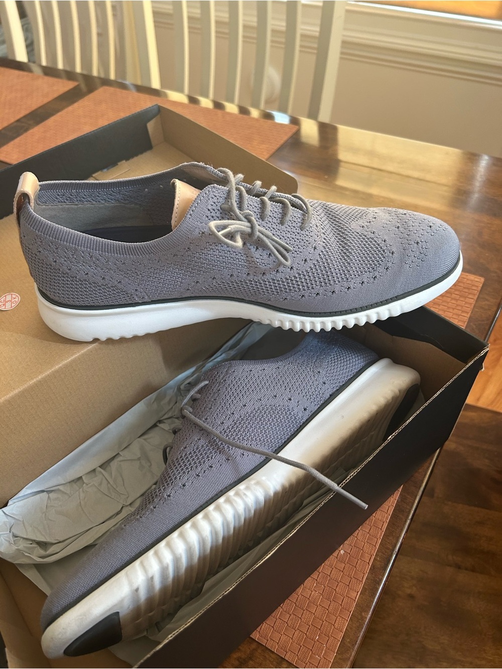 Cole Haan Men's Light Gray Knit Lace-Up Sneakers